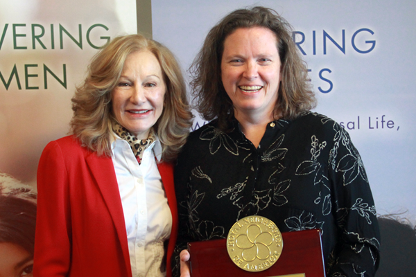 Photo of Cynthia Tidwell with Ann McGlynn with award