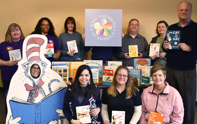 Photo of Royal Neighbors employees book drive