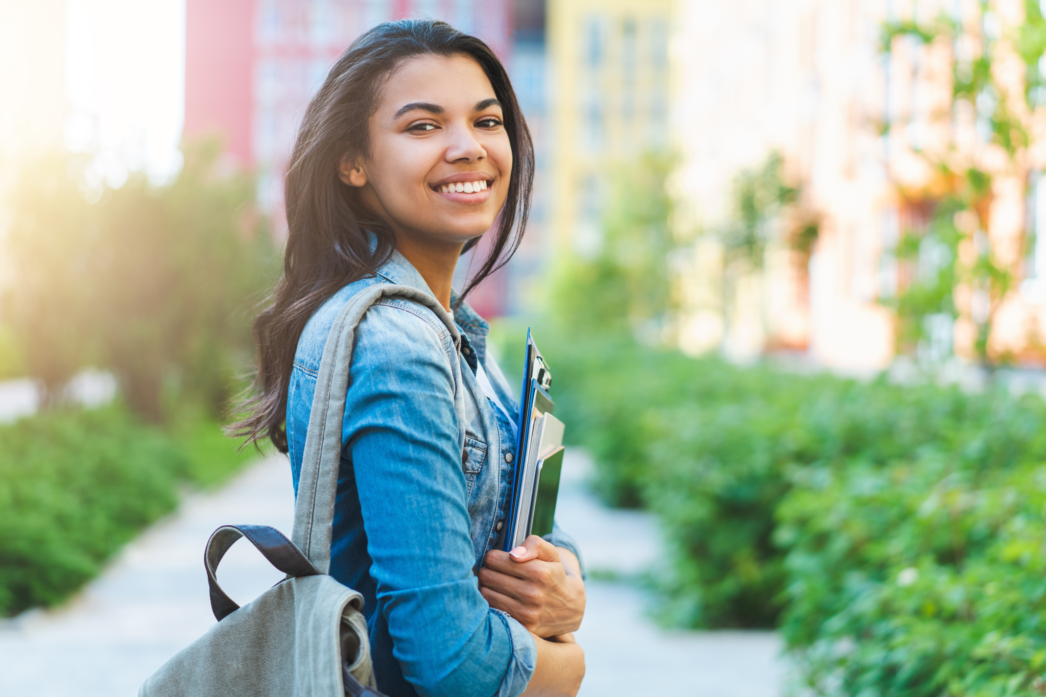 College student smiling at her bright future.