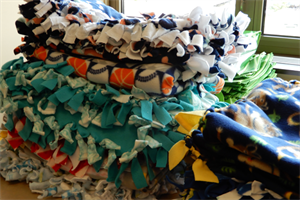 completed fleece tie blanket